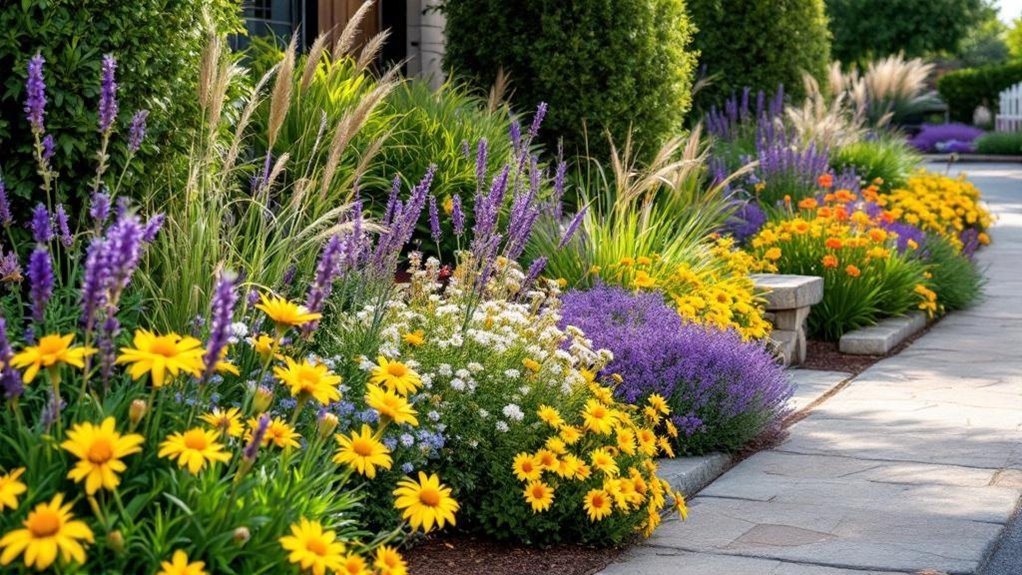 colorful low maintenance curbside garden
